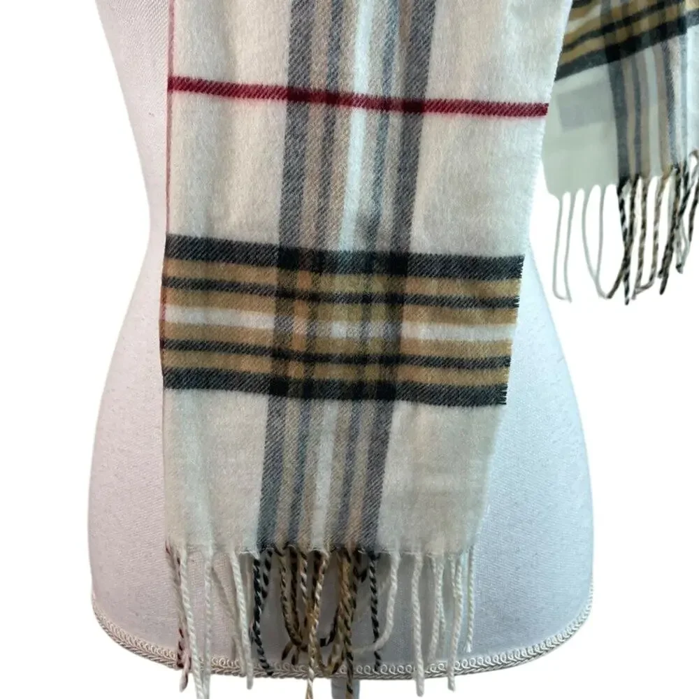 V. Fraas Cashmink Plaid Fringe Scarf